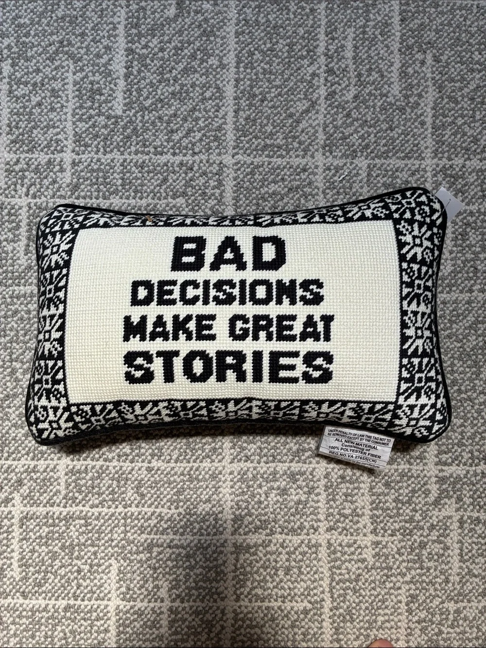 cupcakes & cashmere Black and White Knit Accent Pillow